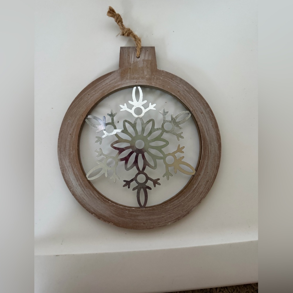 Rustic Brown and Silver Ornament - Large